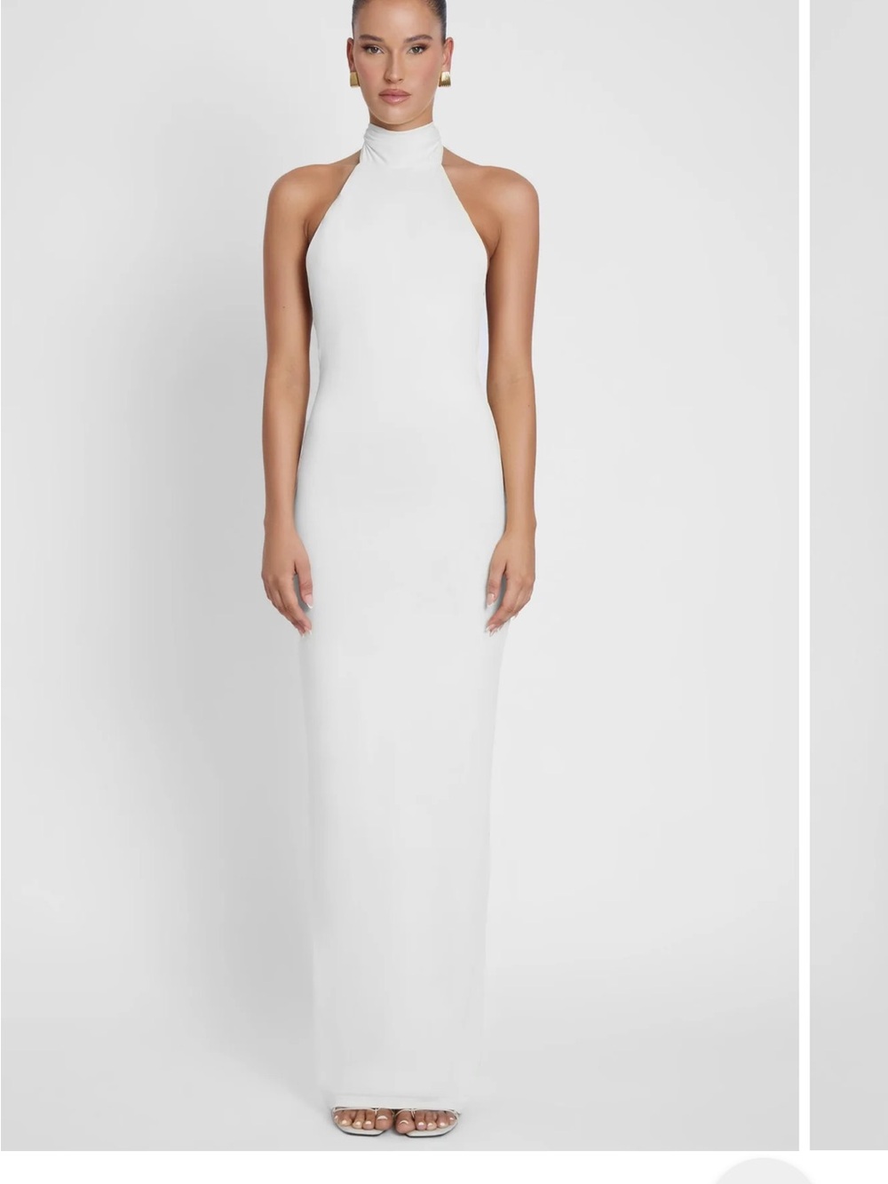 White Halter Maxi Dress